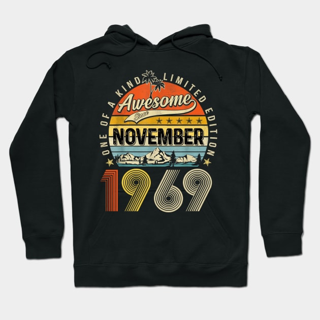 Awesome Since November 1969 Vintage 54th Birthday Hoodie by Tagliarini Kristi